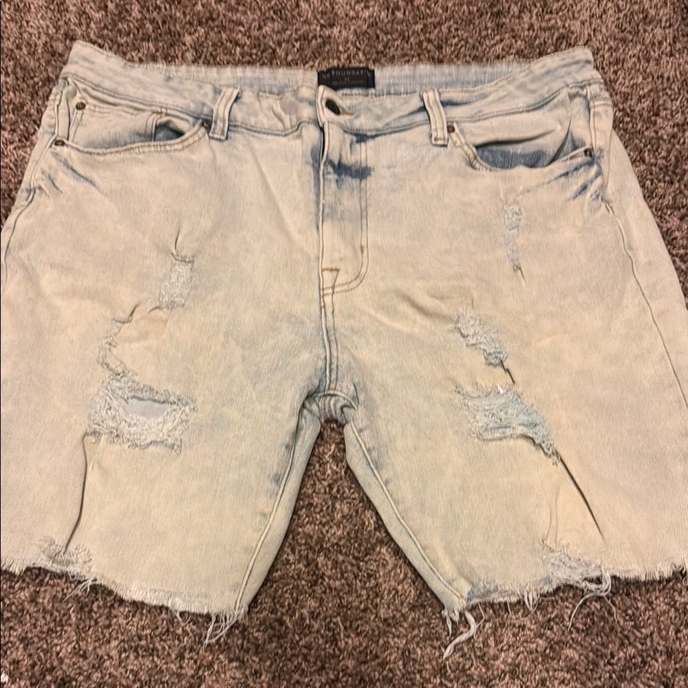 Distressed Light Blue Denim Shorts